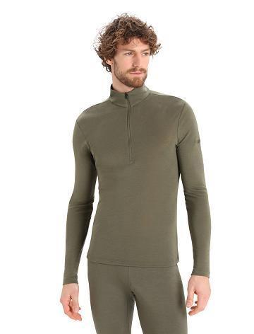 Icebreaker Merino 175 Everyday Long Sleeve Half Zip Thermal Top Férfi Base Layers Olivazöld | HU 1369NWYB